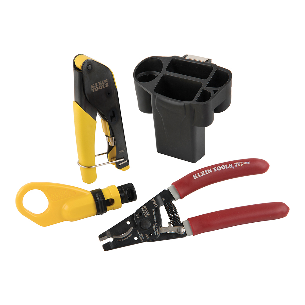 VDV011-852 Coaxial Cable Installation Kit With Hip Pouch, 3 Pieces, For Use With Connect Compression F-Connectors to RG59/RG6/6Q Cables, Plastic/Steel