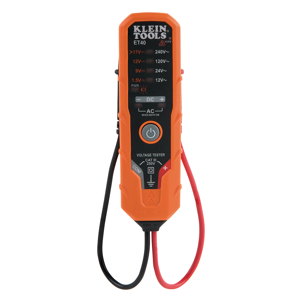 ET40 Electronic AC/DC Voltage Tester, 70 to 100% Accuracy, 240 V AC, >17 to 24 V DC Max Measurable, 250 V Max Working