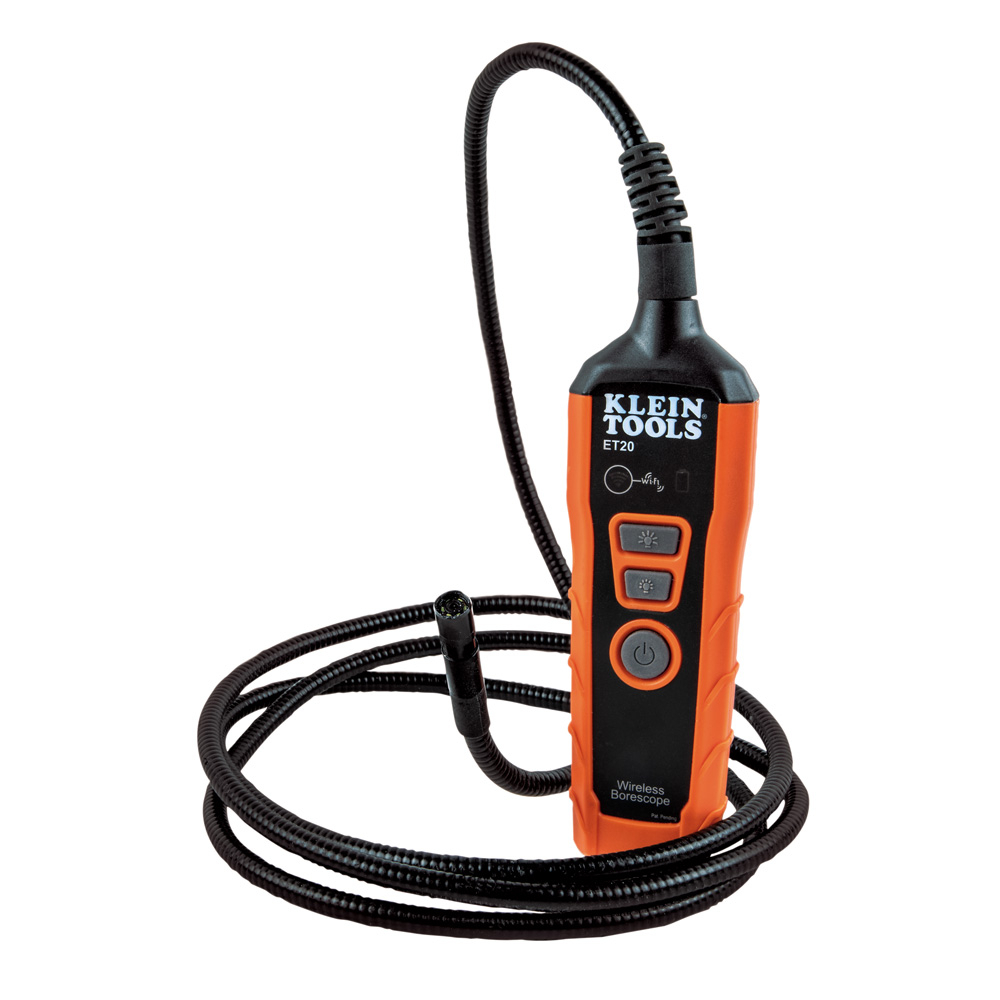 ET20 Wi-Fi Borescope Inspection Camera, 7.3 in L Probe, Polycarbonate/ABS