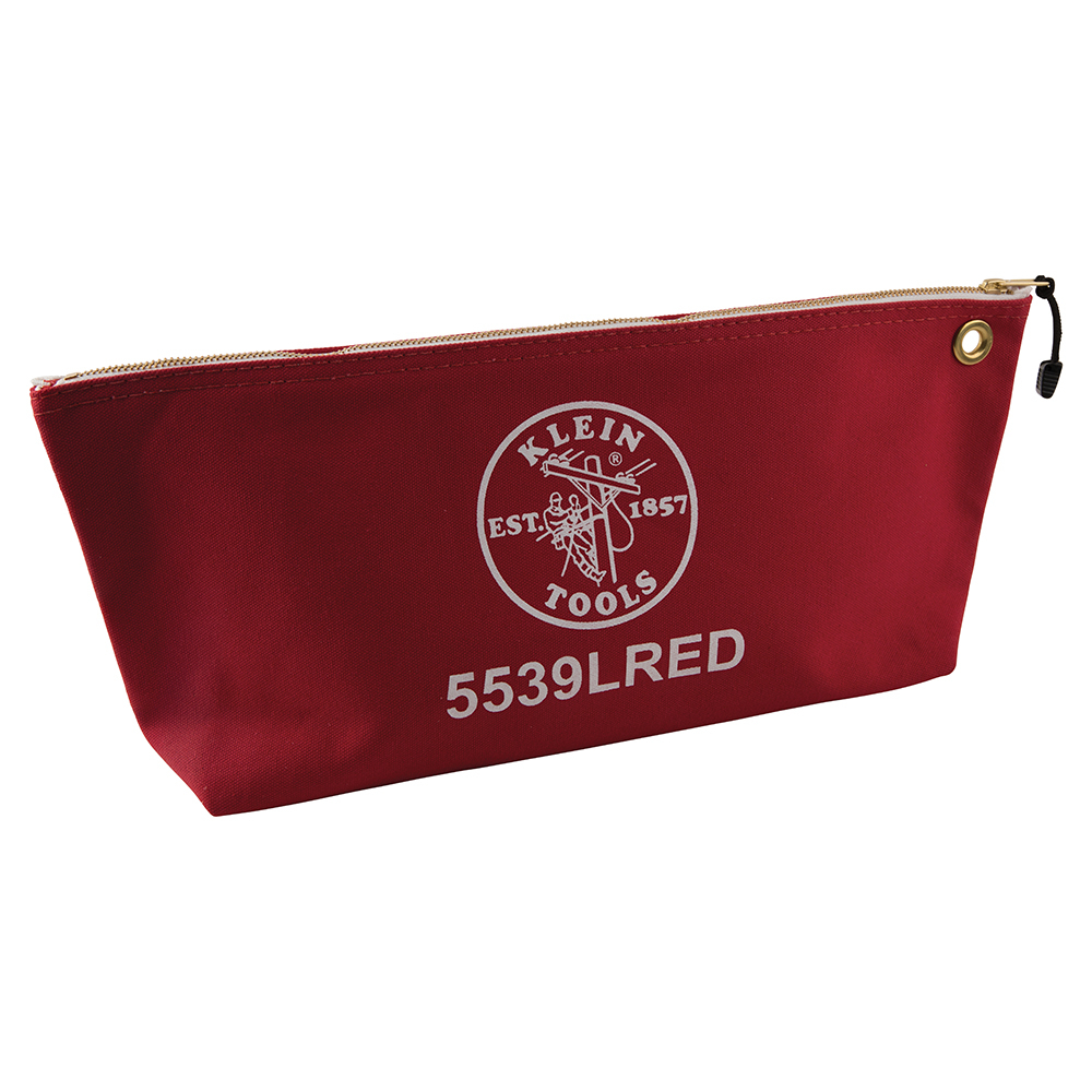 5539LRED Large Wide-Bottom Canvas Tool Bag with Zipper, No. 8 Canvas, Red