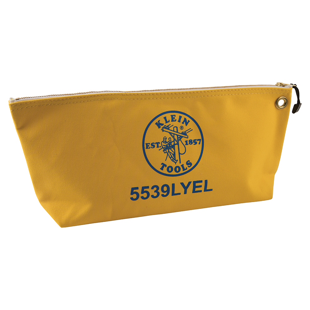 5539LYEL Large Wide-Bottom Canvas Tool Bag with Zipper, No. 8 Canvas, Yellow