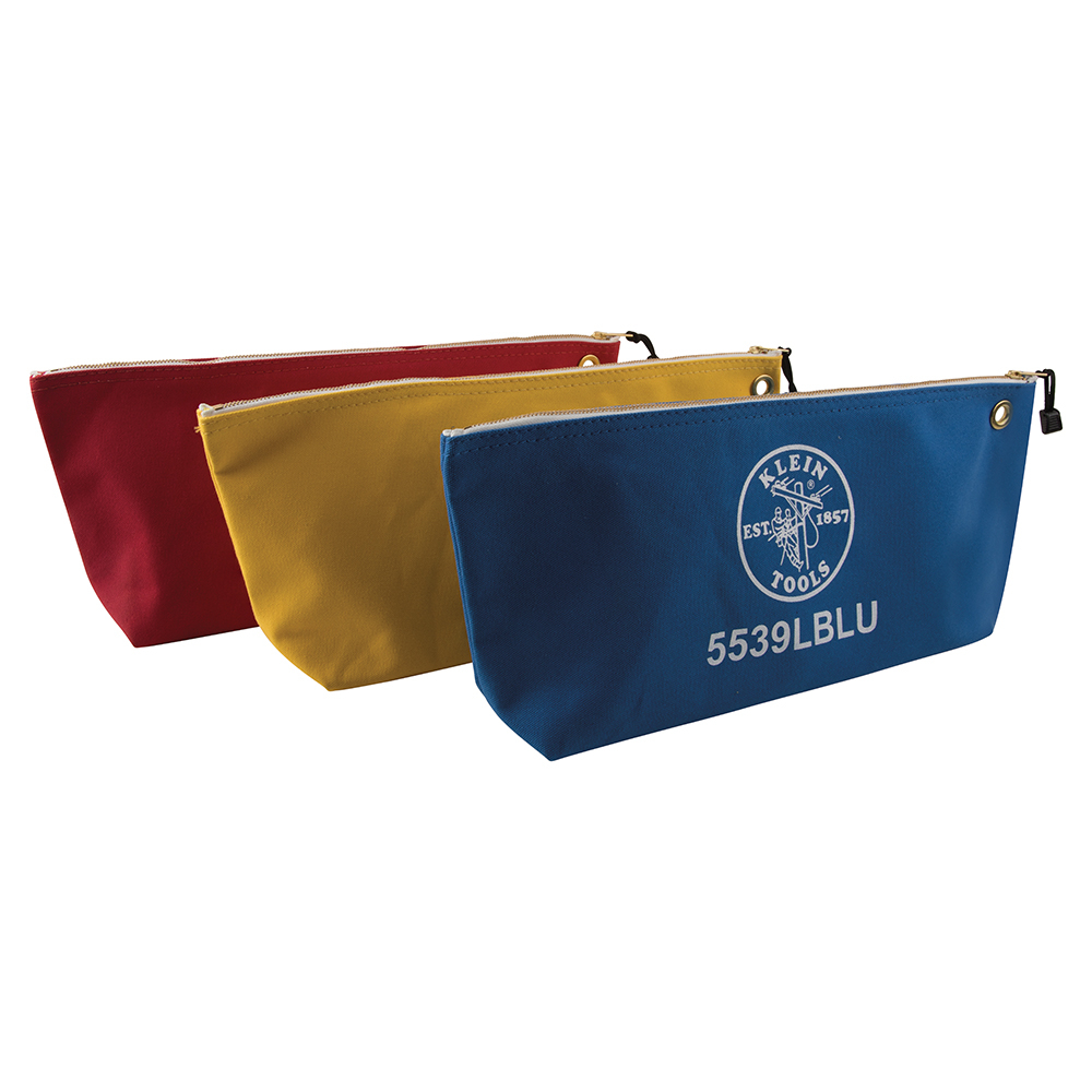 5539LCPAK Large Wide-Bottom Canvas Tool Bag With Zipper, Blue/Red/Yellow