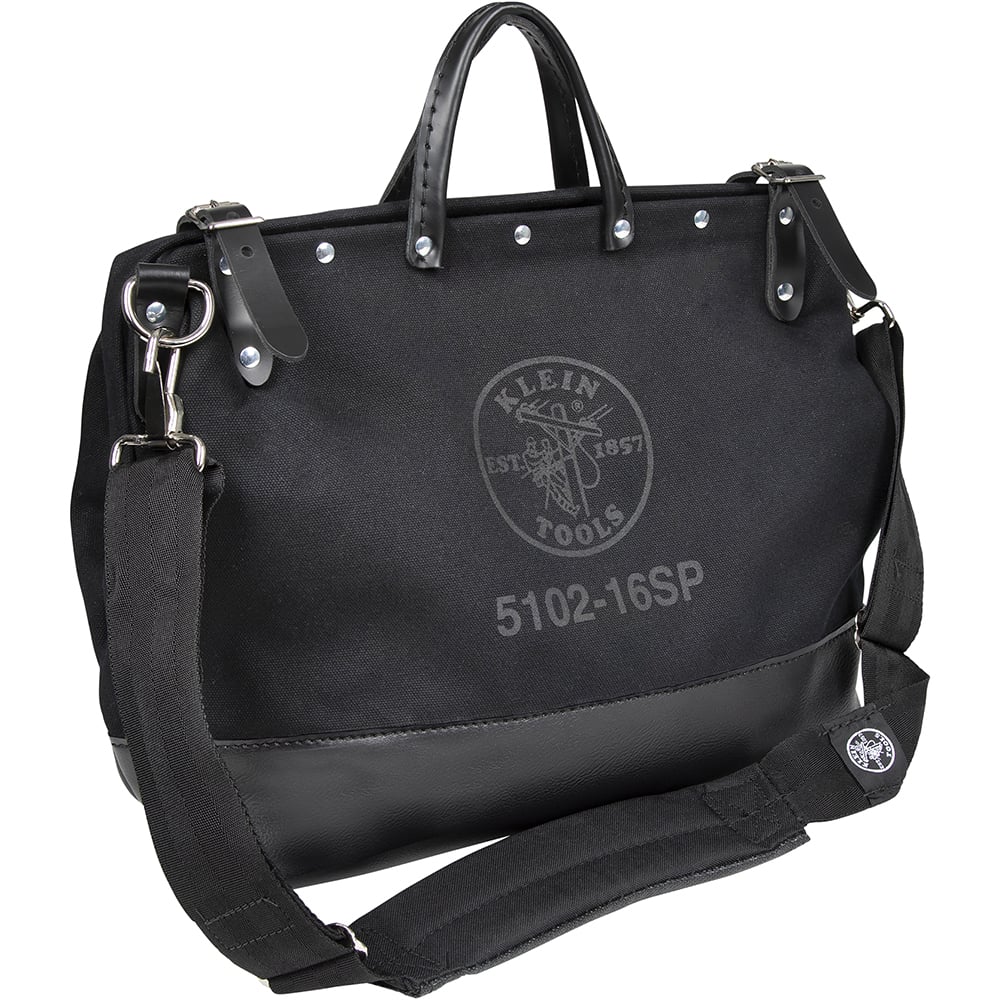 510216SPBLK Deluxe Tool Bag With Internal Pockets and Shoulder Strap, #8 Canvas, Black