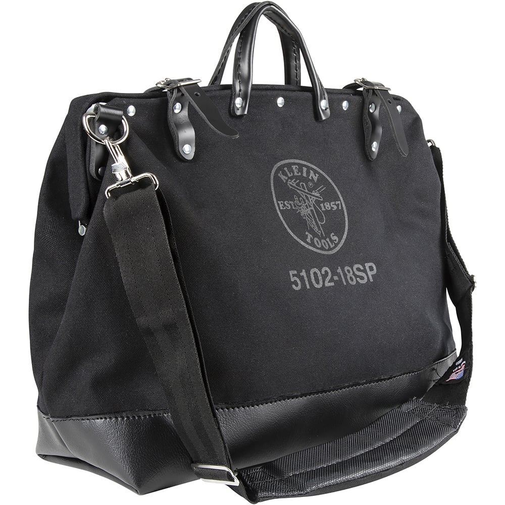 510218SPBLK Deluxe Tool Bag With Internal Pockets and Shoulder Strap, #8 Canvas, Black