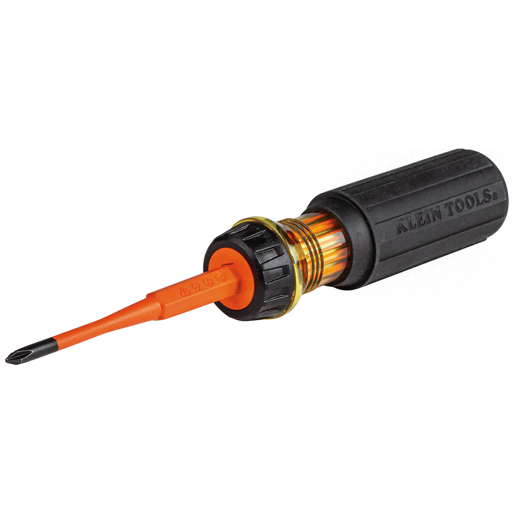 32286 2-in-1 Flip Blade Screwdriver, #1, 3/16 in Range, Phillips/Slotted Point, Cushion Grip Handle, Induction Hardened Steel, ASTM F1505