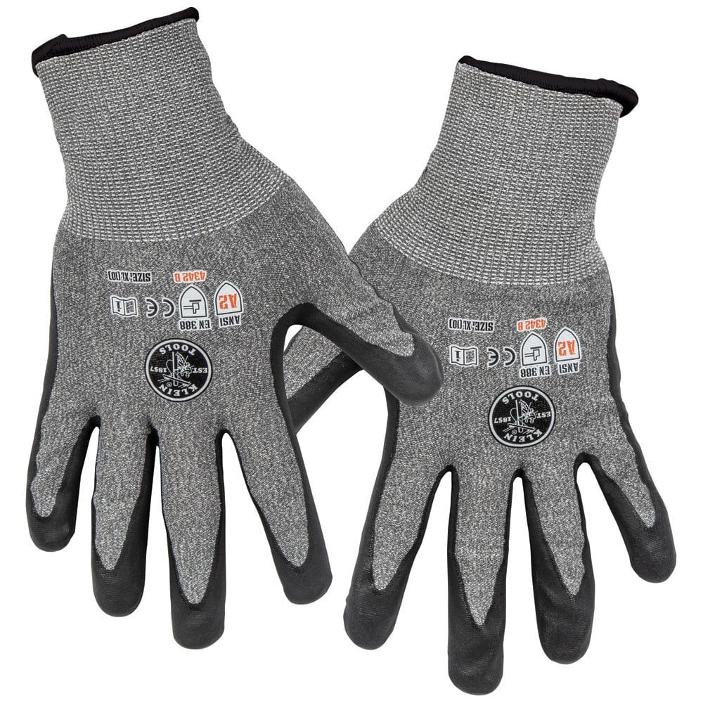 60197 Touchscreen Work Gloves, XL, Carbon/Glass Fiber/HPPE/Polyester/Nitrile/Nylon/Spandex, Knit Wrist Cuff, Resists: Cut, ANSI Cut-Resistance Level: 2, Pair Hand