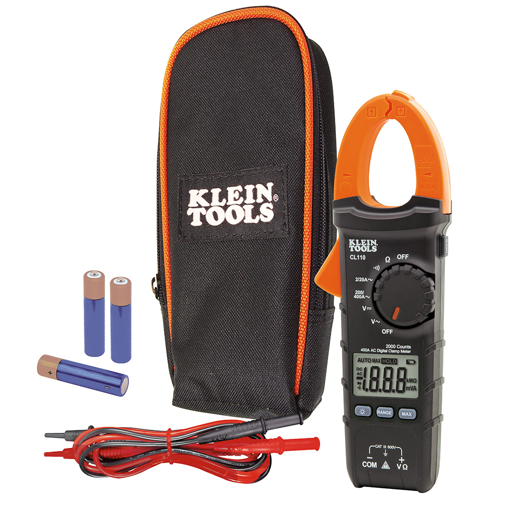 CL110 Clamp Meter, 600 V AC/DC, 400 A, 20 MOhm, 45 to 400 Hz, 1-1/8 in Jaw, LCD Display