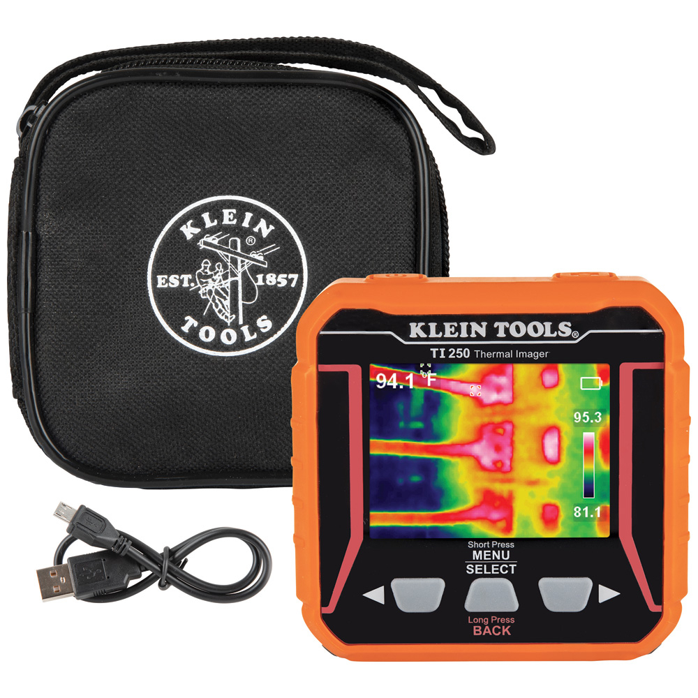 TI250 Rechargeable Thermal Imager, TFT LCD Display, -4 to 752 deg F, 10800 pixel Display/10800 pixel Sensor Resolution, Lithium-Ion Battery