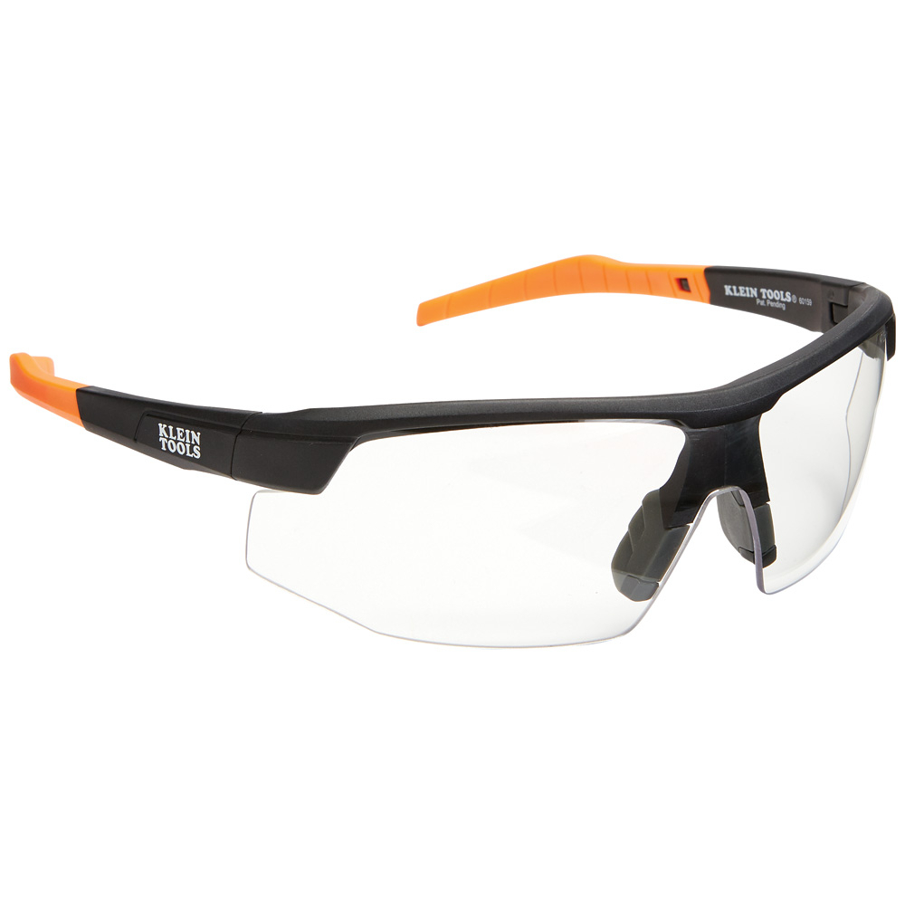 60159 Standard Safety Eyewear, Anti-Fog/Scratch-Resistant, Clear Lens, Half-Frame Frame, Black/Orange, Nylon Frame, Polycarbonate Lens, ANSI Z87.1+ (2015), CSA Z94.3 (2015), MIL-PRF-32432A (Class 1-Ballistics Fragmentation) Clause 3.8.4.1