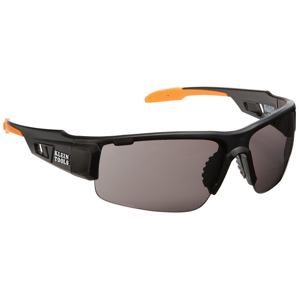 60162 Professional Safety Eyewear, Anti-Fog/Scratch-Resistant, Gray Lens, Half-Frame Frame, Black/Orange, ABS/PC/Nylon Frame, Polycarbonate Lens, ANSI Z87.1+ (2015), CSA Z94.3 (2015), MIL-PRF-32432A (Class 1-Ballistics Fragmentation) Clause 3.8.4.1