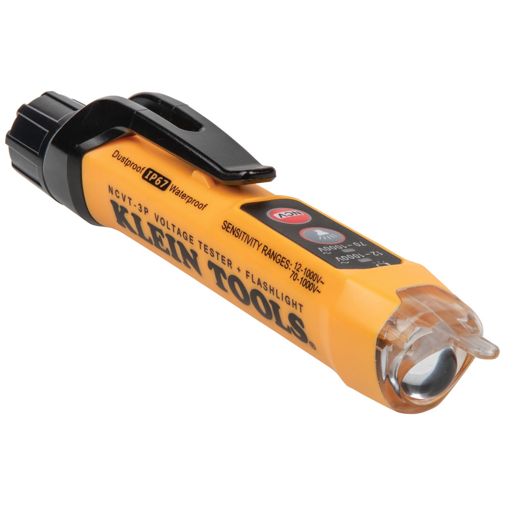 NCVT3P Dual Range Non-Contact Voltage Tester With Flashlight, 70 to 1000 V AC/12 to 1000 V AC Max Measurable