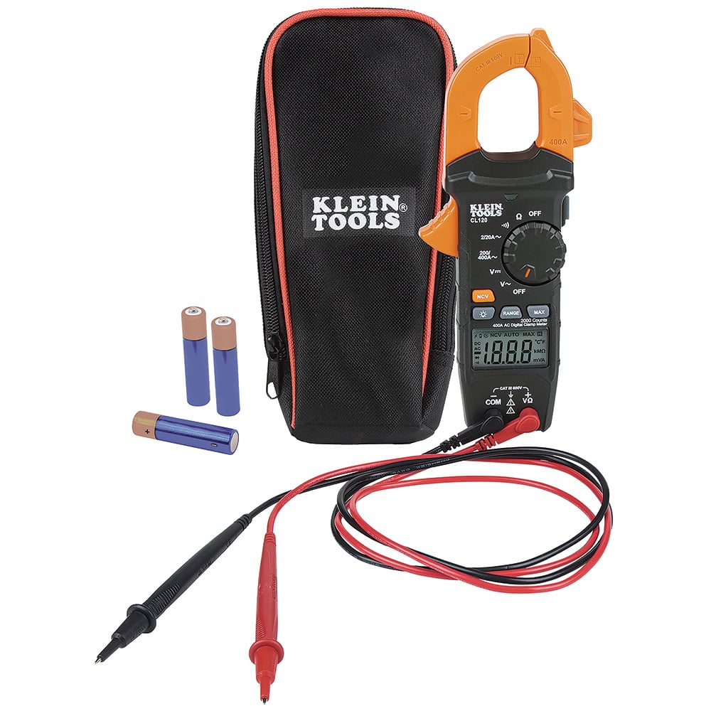 CL120 Digital Clamp Meter, 600 V AC/DC, 400 A AC, 20 Mohm, 1.61 in Jaw, Backlit LCD Display