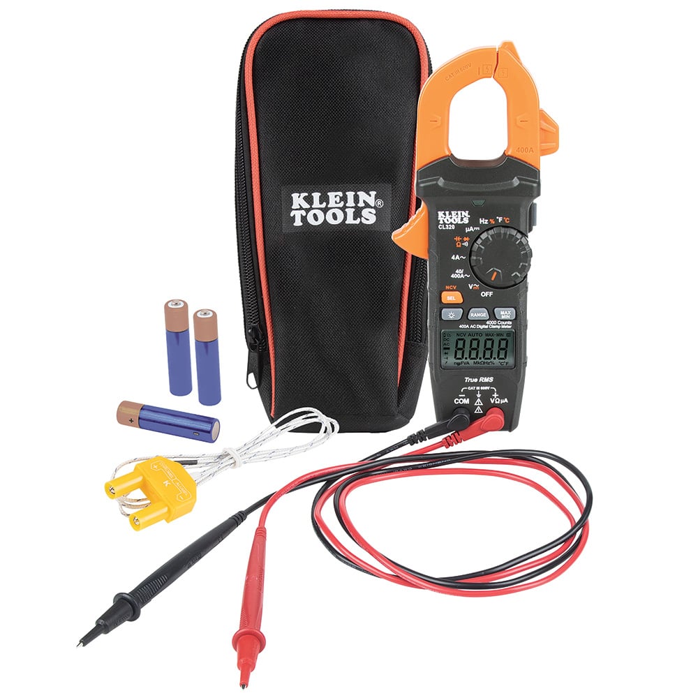 CL320 HVAC Digital Clamp Meter, 600 V AC/DC, 400 A AC, 40 Mohm, 10 Hz to 1 MHz, 1.61 in Jaw, Backlit LCD Display