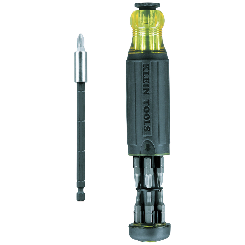 32303 14-in-1 Adjustable Length Multi-Bit Screwdriver, 1 Pieces, #0 to #3, 3/16 to 1/4 in, T10 to T25 Range, Cushion Grip Handle, Stainless Steel