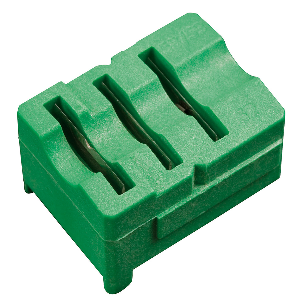 VDV113-021 3-Level Cartridge, For Use With RG58/RG59/RG62 Coaxial Cable and Radial Stripper, Glass Filled Polycarbonate, Green