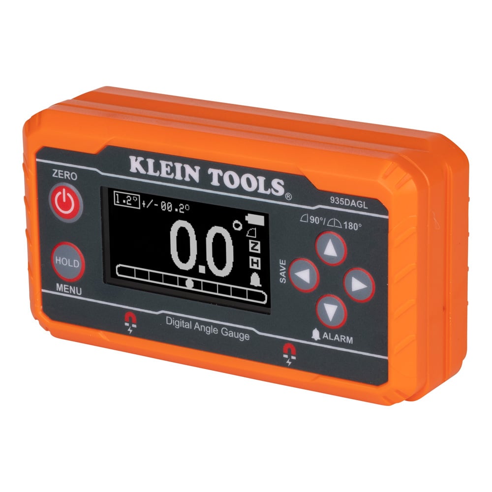 935DAGL Digital Level With Programmable Angle, 0 to 90 deg, 0 to 180 deg, Bullseye Measuring, +/-0.2 deg Horizontal/Vertical Orientation, +/-0.5 deg Bullseye Orientation Accuracy, 4.57 in L x 1.36 in W x 2.48 in H, AA Battery, Digital Display