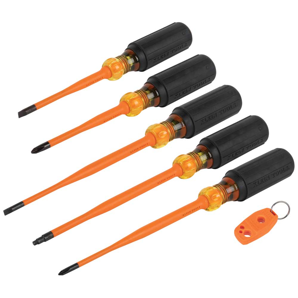 33736INS Slim-Tip Insulated Screwdriver, 6 Pieces, ASTM F-1505-16/IEC 60900:2018, Steel/Plastic/Rubber Handle