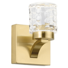 With a stunning shape and texture, the Rene wall sconce in beautiful Champagne Gold offers a welcome alternative to bath lighting. Sculpted arms hold up the light - inspired by tumblers filled with sparkling water.in;,