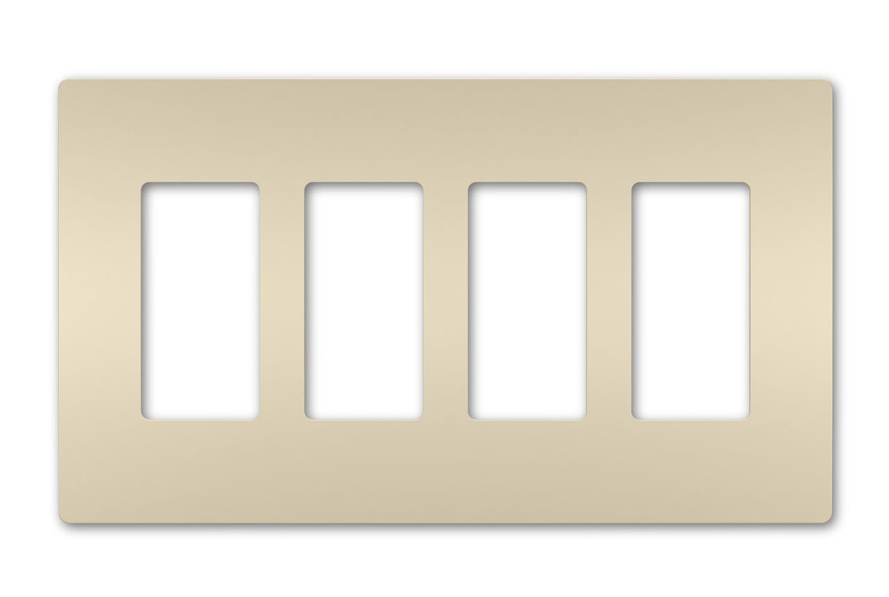 RWP264LA Wattstopper radiant Screwless Wall Plate, 4 Gangs, 8.59 in W x 4.94 in H x 0.65 in D, Polycarbonate, Light Almond