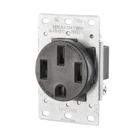 5207-S10 Grounding Shallow Single Straight Blade Receptacle, 125/250 V AC, 30 A, 3 Poles, 3 Wires, Black