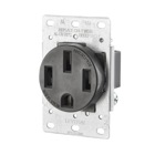 New Shallow Design Single Receptacle, New Strap, 3 Pole-3 Wire, Grounding, Flush Mounted, 30A-125/250V, Industrial Grade, 10 Year, Black, NEMA 10-30R. Black