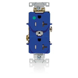 T8300-BU T8300 Duplex Flat Smooth Face Heavy Duty Self-Grounding Standard Tamper-Resistant Straight Blade Receptacle, 125 V AC, 20 A, 2 Poles, 3 Wires, Blue