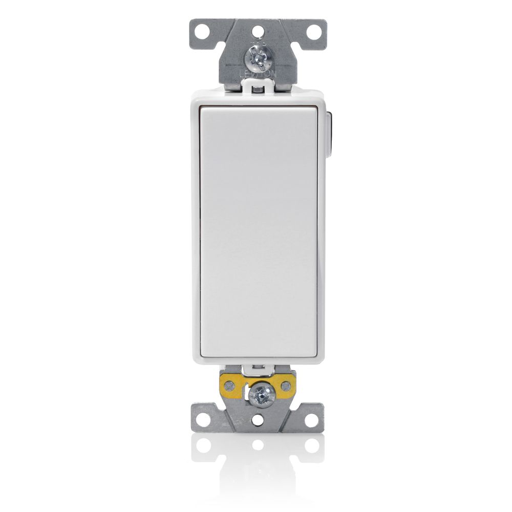 M5631-W Decora Plus Lev-Lok Framed Heavy Duty Illuminated Self-Grounding Rocker Switch, 125 V AC, 20 A, 1 hp, 2 hp Power Rating
