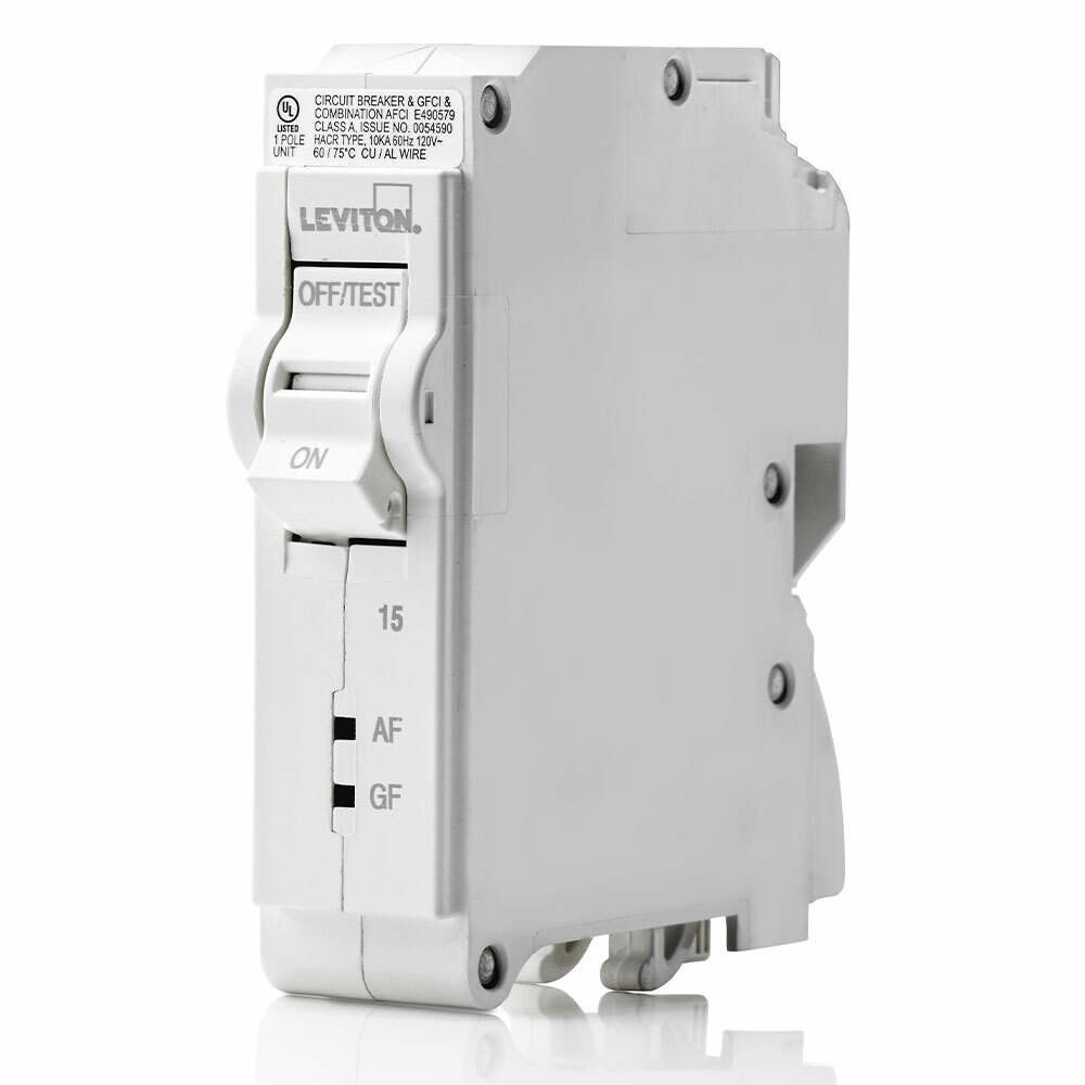 LB115-DF AFCI/GFCI Branch Circuit Breaker, 120 V AC, 15 A, 10 kA Interrupt, 1 Poles, Magnetic Trip
