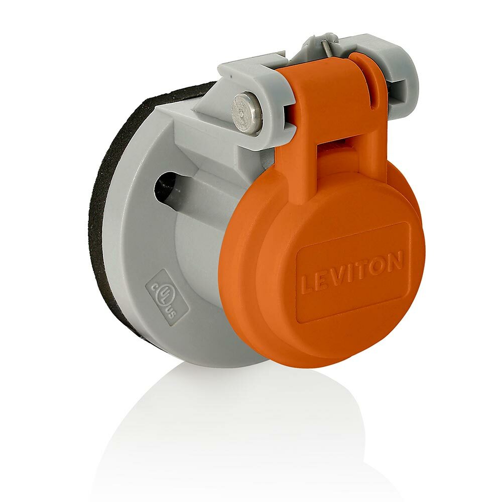 15S31-UO Rhino-Hide 15 Series Male/Female Receptacle Enclosure With Automatic Closing Lid, For Use With Rhino-Hide 1-Pole, 600 V AC, 400 A Single Pole Cam Type Connectors, Thermoplastic, Orange