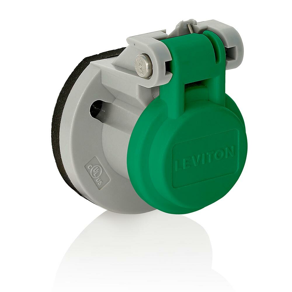15S31-UG Rhino-Hide 15 Series Male/Female Receptacle Enclosure With Automatic Closing Lid, For Use With Rhino-Hide 1-Pole, 600 V AC, 400 A Single Pole Cam Type Connectors, Thermoplastic, Green
