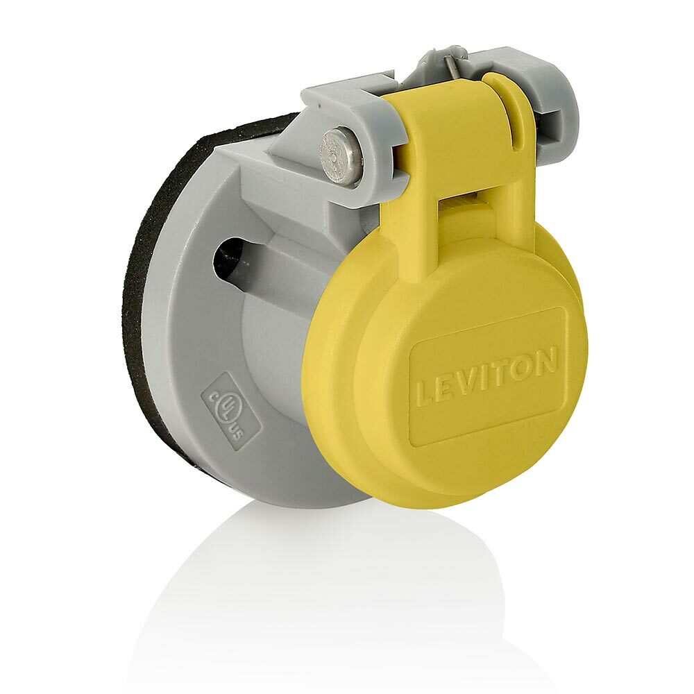 15S31-UY Rhino-Hide 15 Series Male/Female Receptacle Enclosure With Automatic Closing Lid, For Use With Rhino-Hide 1-Pole, 600 V AC, 400 A Single Pole Cam Type Connectors, Thermoplastic, Yellow