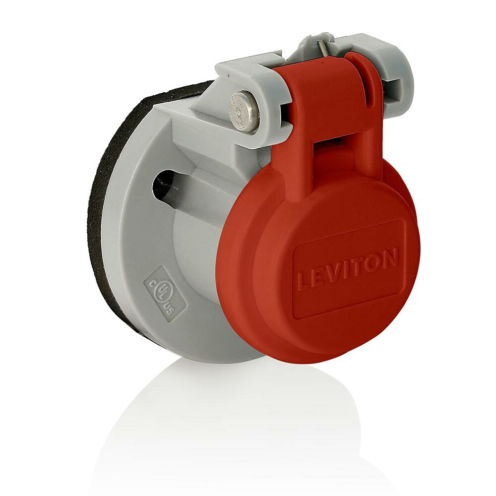 15S31-UR Rhino-Hide 15 Series Male/Female Receptacle Enclosure With Automatic Closing Lid, For Use With Rhino-Hide 1-Pole, 600 V AC, 400 A Single Pole Cam Type Connectors, Thermoplastic, Red