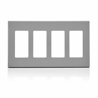 80312-GY Decora Screwless Standard Wall Plate, 4 Gangs, 8.186 in W x 4.609 in H, Polycarbonate, Gray