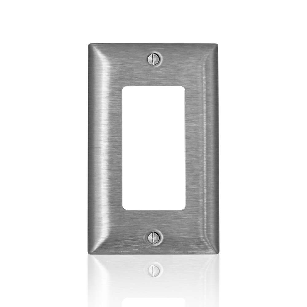 SL26 Decora C Series Magnetic Standard Wall Plate, 1 Gangs, 2.79 in W x 4.54 in H, 430 Stainless Steel, Silver