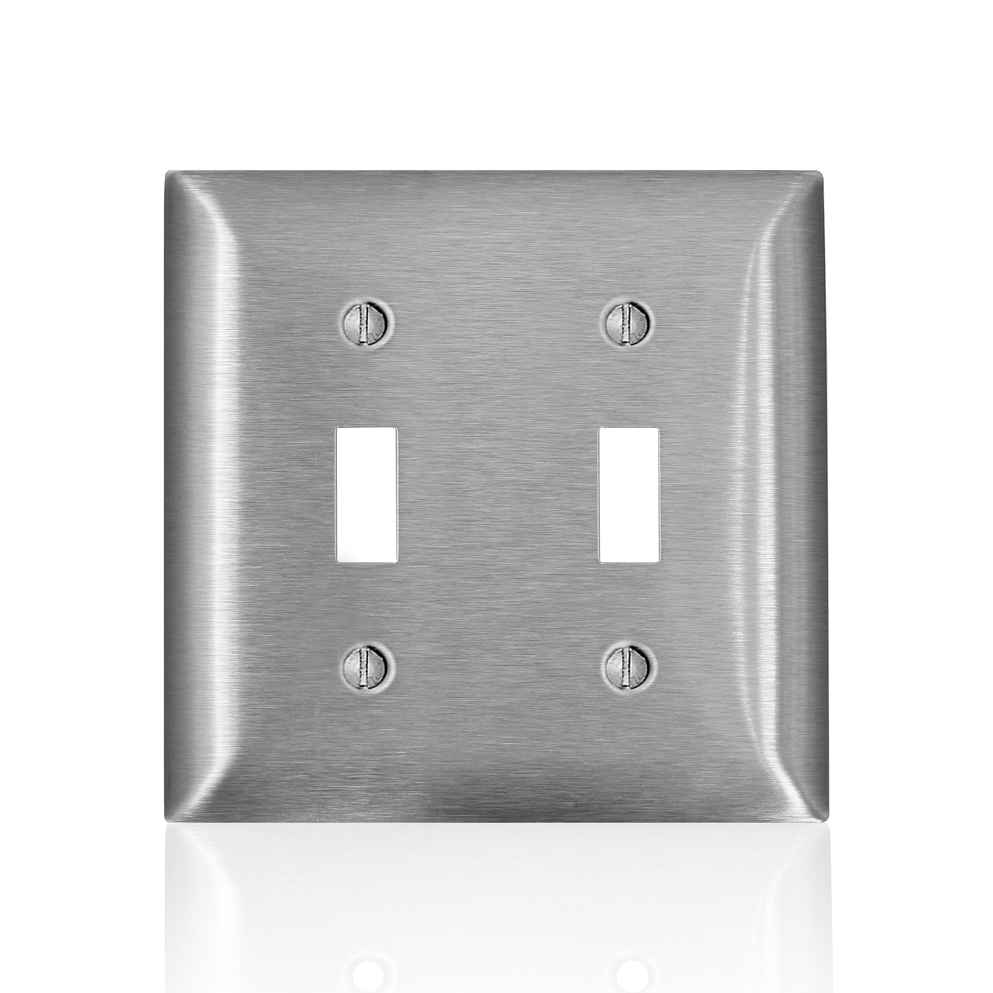 SS2-40 C Series Non-Magnetic Standard Wall Plate, 2 Gangs, 4.6 in W x 4.54 in H, 302/304 Stainless Steel, Silver