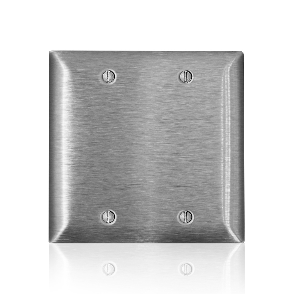 SS23-40 C Series Non-Magnetic Standard Wall Plate, 2 Gangs, 4.6 in W x 4.54 in H, 302/304 Stainless Steel, Silver
