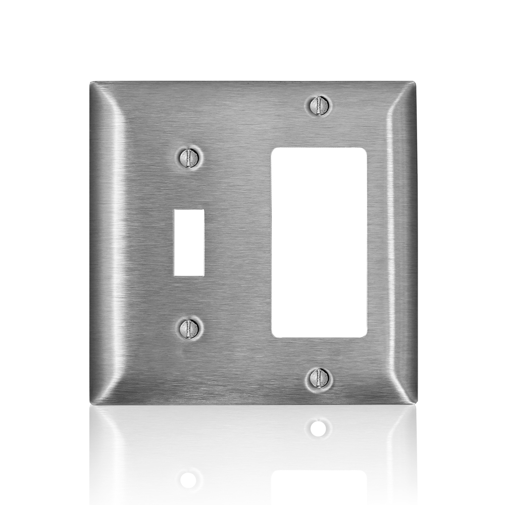 SS126-40 C Series Non-Magnetic Standard Wall Plate, 2 Gangs, 4.6 in W x 4.54 in H, 302 Stainless Steel, Silver