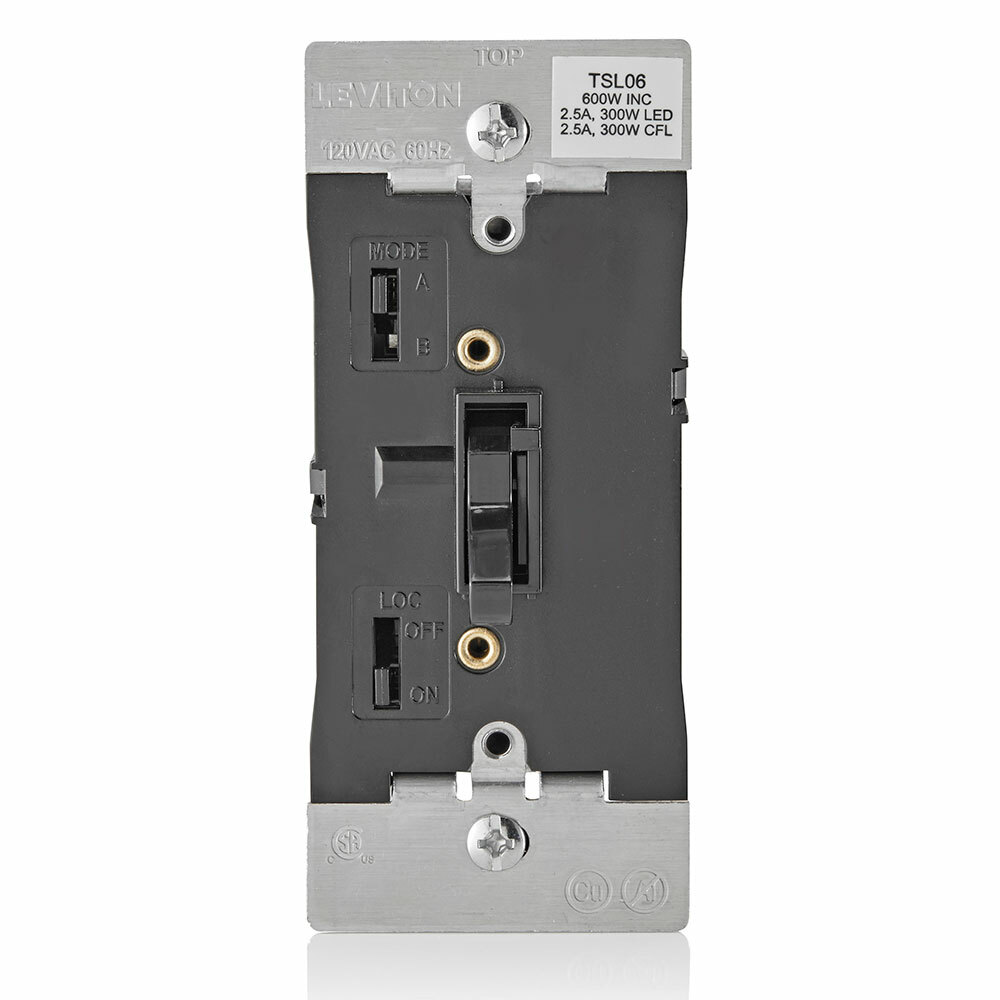 TSL06-1LE 3-Way Electro-Mechanical Universal Dimmer Switch With Locator Light, 120 V AC, 1 Poles, Black