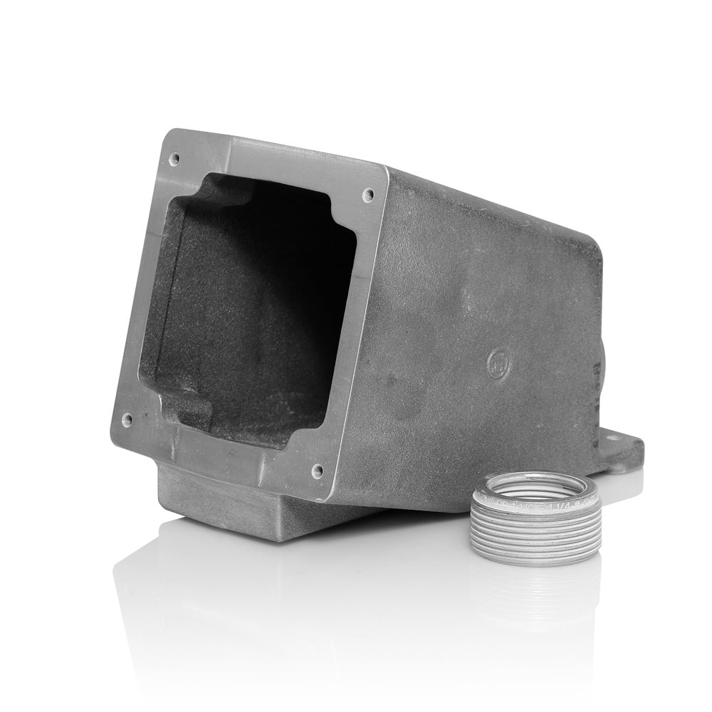 BX60-M 15 deg Angled Back Box, 5.65 in H x 4.52 in W x 7.39 in D, For Use With 60 A Pin and Sleeve Inlet and Receptacle, Die Cast Aluminum
