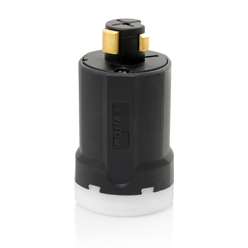 21415-LB Grounding Power Interrupting Locking Plug, 600 V AC/250 V DC, 20/30 A, 3 Poles, 4 Wires, Black