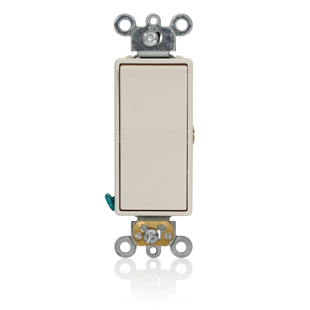 5655-2T Decora Plus Self-Grounding Rocker Switch, 120/277 V AC, 15 A, 1/2 hp, 2 hp Power Rating, SPST Contact