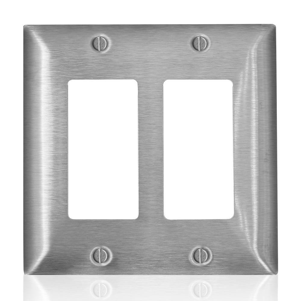 SSJ62-C40 C Series Midway Non-Magnetic Wall Plate, 2 Gangs, 4.937 in W x 4.875 in H, 302 Stainless Steel