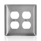 2-Gang C-Series Duplex Receptacle Wallplate, Midway Size, 302/304 Stainless Steel