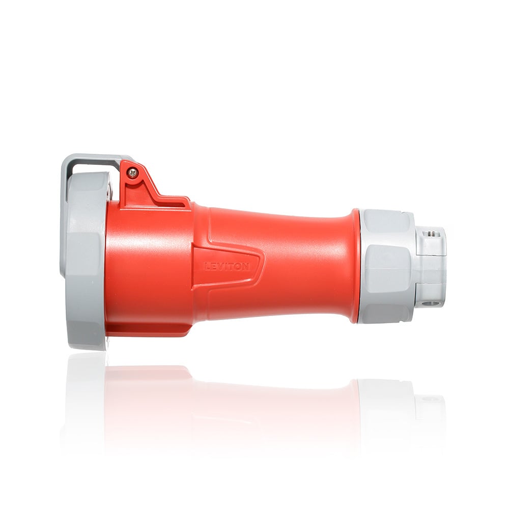 430C7WLEV 3-Phase 7-Clock Position Dust/Watertight Pin and Sleeve Connector With Standard Clamp, 480 V AC, 30 A, 3 Poles, 4 Wires, Red