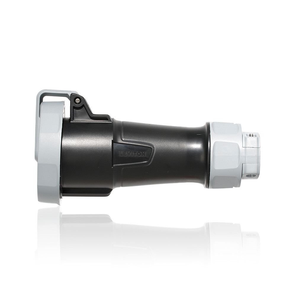 430C5WLEV 3-Phase 5-Clock Position Dust/Watertight Pin and Sleeve Connector With Standard Clamp, 600 V AC, 30 A, 3 Poles, 4 Wires, Black