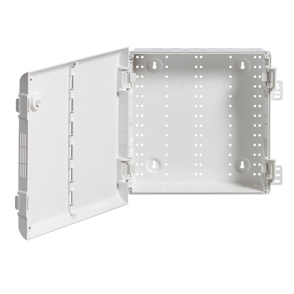 49605-14P Wireless Structured Media Enclosure With Vented Hinged Door, For Use With Connected Home Patch Panels, Voice, Data, Video and Audio Distribution Modules, Surface Mount, Plastic
