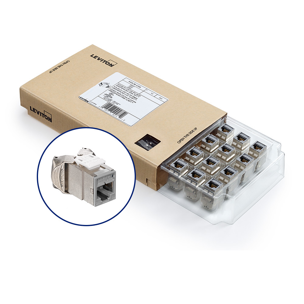 6ASJK-CG6 Atlast-X1 QuickPort GreenPack Component Rated Standard Shielded Jack With Shutter, Cat 6a Module, Panel Mount, Die Cast Zinc, Gray