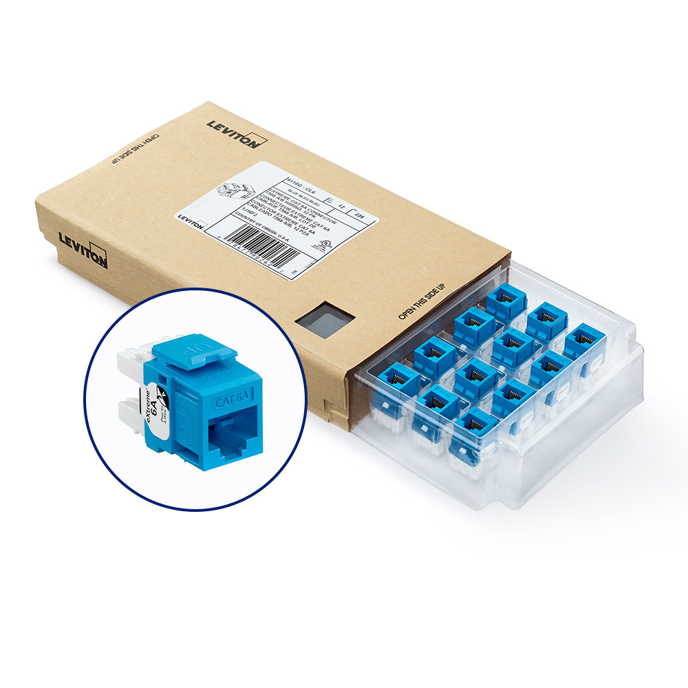 6110G-CL6 eXtreme QuickPort GreenPack Channel Rated UTP Jack, Cat 6a Module, Flush Mount, Plastic, Blue