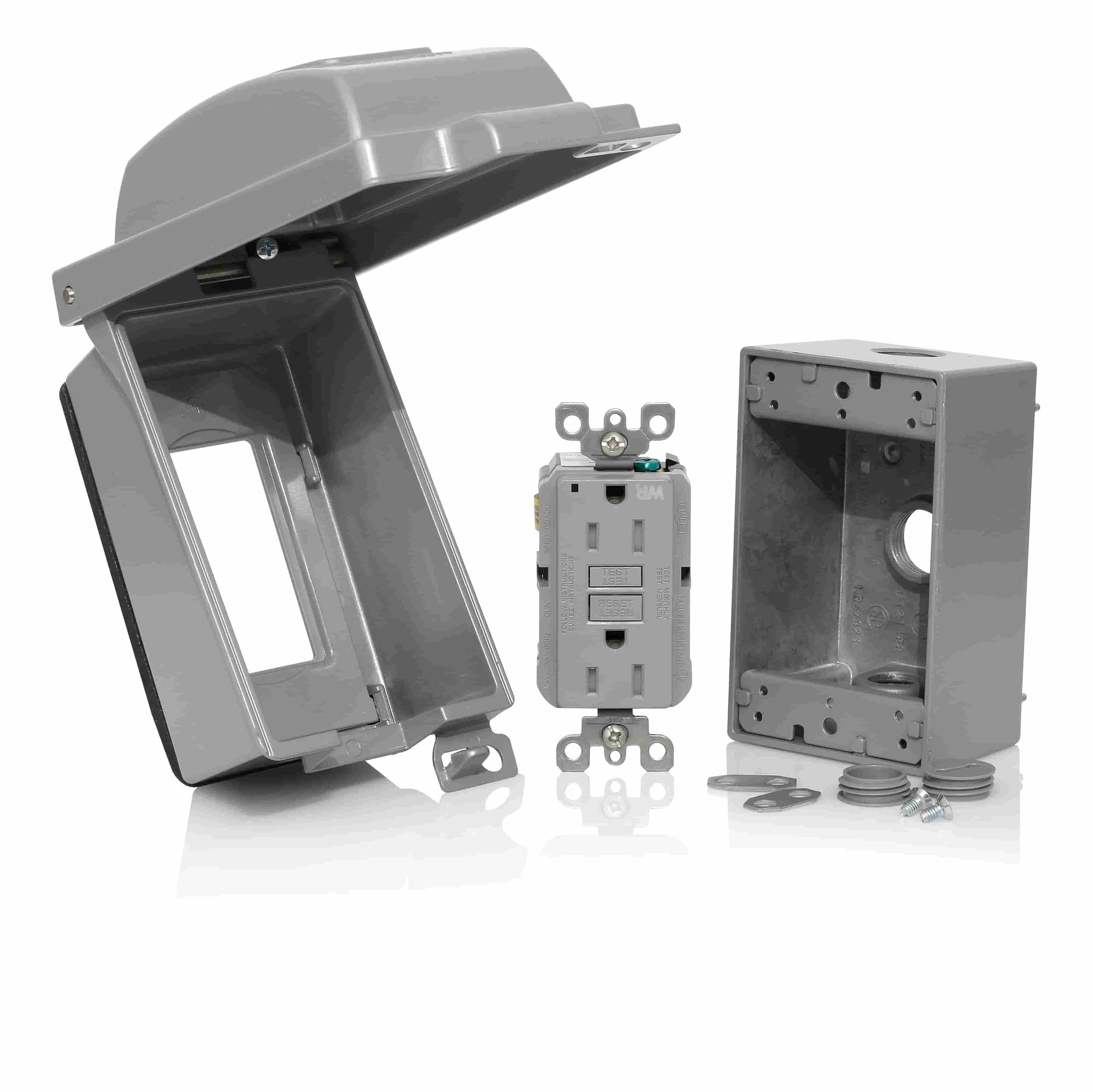 IUM1V-KBG SmartlockPro Extra Duty Vertical Weatherproof Kit Assembly, 1 Gangs, For Use With Weatherproof Enclosures, Toggle Switch, Duplex Receptacle, Decora GFCI and Single Receptacle Device, Polycarbonate