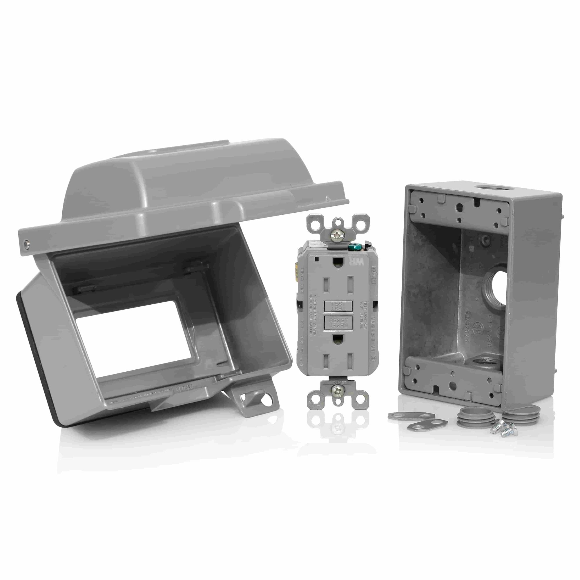 IUM1H-KBG SmartlockPro Extra Duty Horizontal Weatherproof Kit Assembly, 1 Gangs, For Use With Weatherproof Enclosures, Toggle Switch, Duplex Receptacle, Decora GFCI and Single Receptacle Device, Polycarbonate